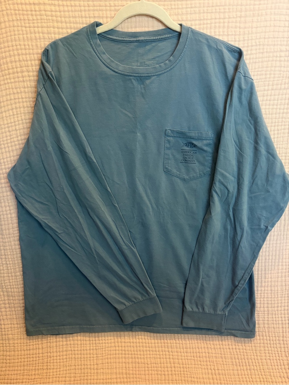 AFTCO American Fishing Tackle Co Bass Fishing Graphic Long Sleeve Tee XL Blue